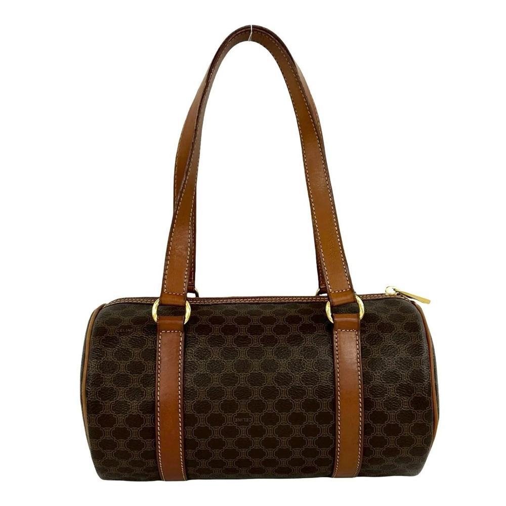 CELINE Vintage Magadham Blazon Triomphe Pattern Leather Handbag Mini Boston B... - Picture 3 of 10